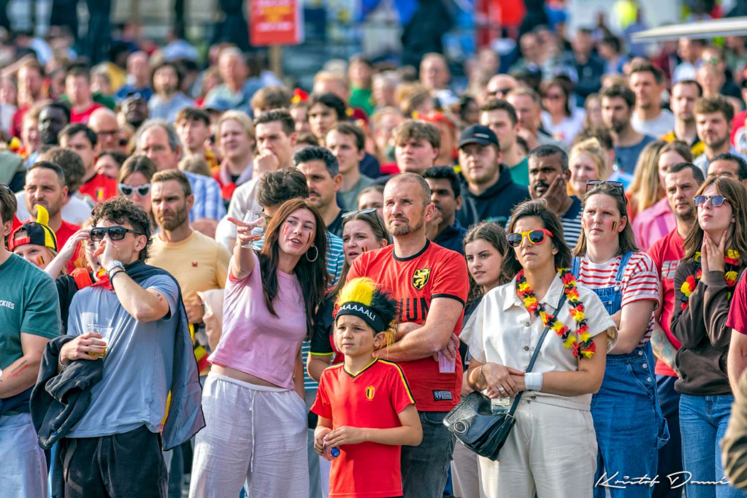 Supporters kijken naar de match