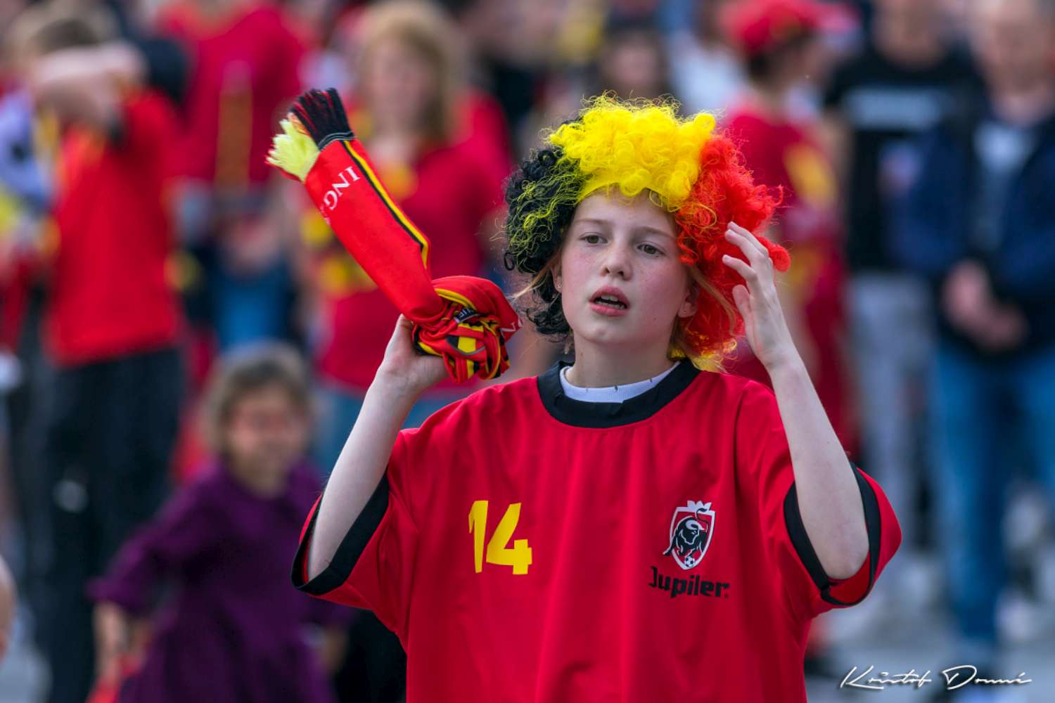 Jeugdige fan met vlag